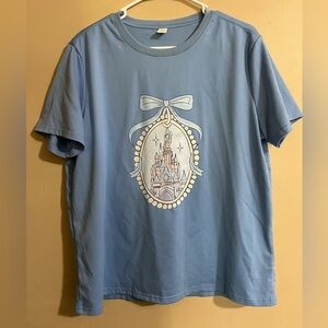 Baby Blue Women’s Shirt with Castle Design